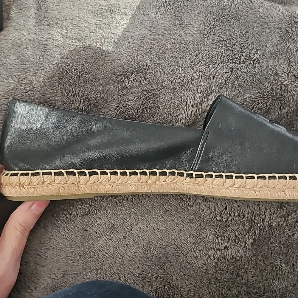 Tory Burch Black Leather Espadrille Slip-Ons - Picture 9 of 9